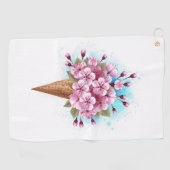 Serviette De Golf Cône rose Sakura crème glacée gaufre (Horizontal)