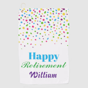Serviette De Golf Confettis colorés personnalisés pour une retraite