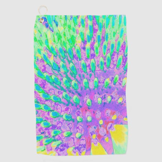 Serviette De Golf Confleur Abstrait bleu turquoise et violet (Devant)