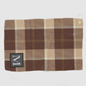 Serviette De Golf Cookies et crème TARTAN Brown Monogramme (Horizontal)