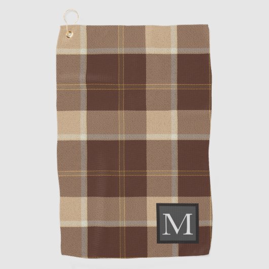 Serviette De Golf Cookies et crème TARTAN Brown Monogramme (Devant)