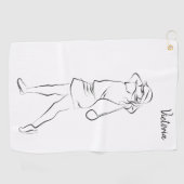 Serviette De Golf Cool Blanc Moderne Ajouter Votre Nom Customisé Dam (Horizontal)