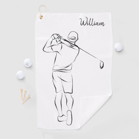 Serviette De Golf Cool Blanc Moderne Ajouter Votre Nom Customisé Men (En situation)