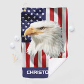 Serviette De Golf Cool Eagle, le drapeau américain patriotique (En situation)