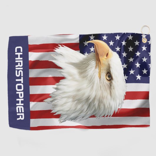 Serviette De Golf Cool Eagle, le drapeau américain patriotique (Horizontal)