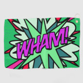 Serviette De Golf Cool Modern Comic Book WHAM Superhero (Horizontal)