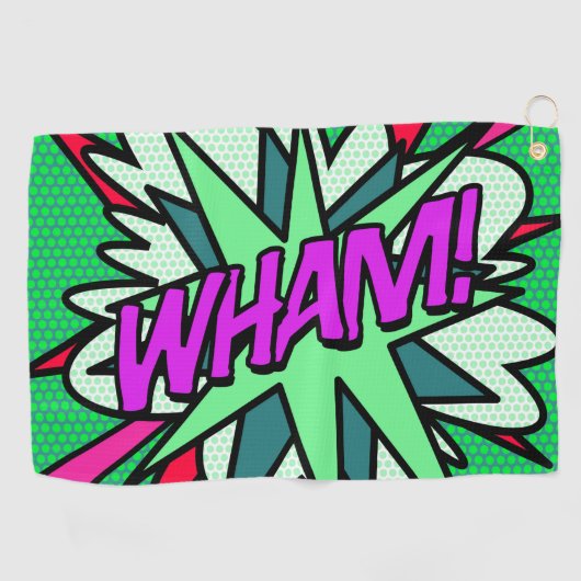 Serviette De Golf Cool Modern Comic Book WHAM Superhero (Horizontal)