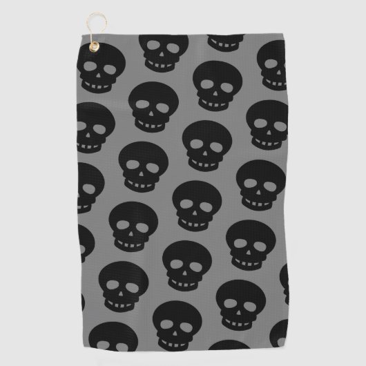 Serviette De Golf Cool noir crâne gris foncé Motif (Devant)