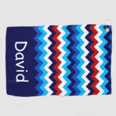 Serviette De Golf Cool Rouge Blanc Bleu Chevrons Monogram Golf Servi (Horizontal)
