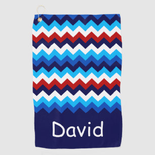 Serviette De Golf Cool Rouge Blanc Bleu Chevrons Monogram Golf Servi