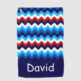 Serviette De Golf Cool Rouge Blanc Bleu Chevrons Monogram Golf Servi