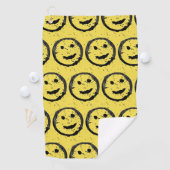 Serviette De Golf Cool Sardé Joyeux visage souriant motif jaune (En situation)
