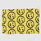 Serviette De Golf Cool Sardé Joyeux visage souriant motif jaune (Horizontal)