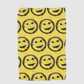 Serviette De Golf Cool Sardé Joyeux visage souriant motif jaune (Devant)