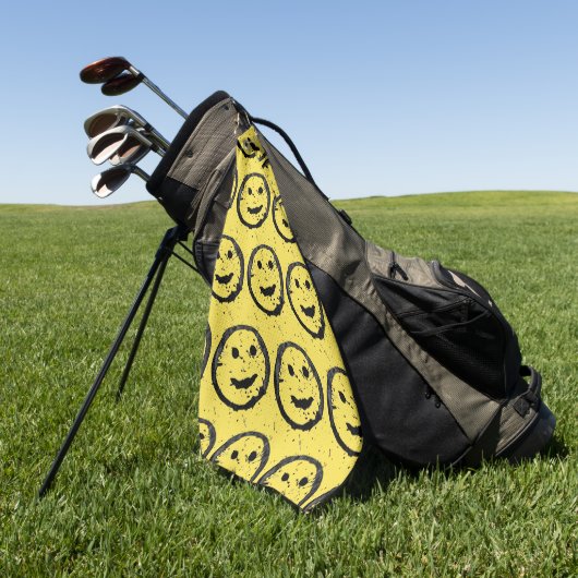 Serviette De Golf Cool Sardé Joyeux visage souriant motif jaune (Vert)