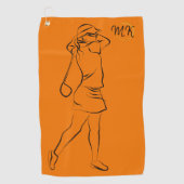 Serviette De Golf Cool Unique Moderne Orange Design Monogramme (Devant)