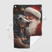 Serviette De Golf Coonhound Bluetick avec Noël au Père Noël (En situation)