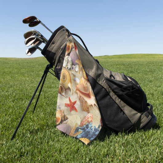 Serviette De Golf Coques de mer sur la plage (Vert)