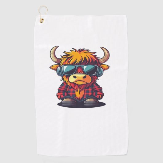 Serviette De Golf Coquette Highland Cow Bubblegum Tshirt Design, Hol (Devant)