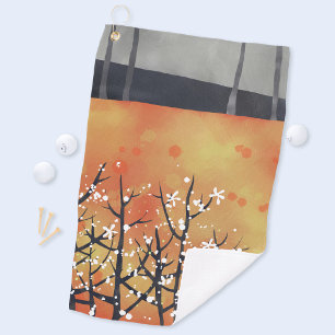 Serviette De Golf Corail floral de printemps à fleurs d'épines noi