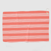 Serviette De Golf Corail vivant et blanc quatre bandes motif (Horizontal)