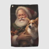 Serviette De Golf Corgi avec Noël Festif du Père Noël (Devant)