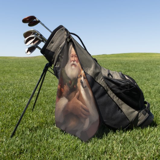 Serviette De Golf Corgi avec Noël Festif du Père Noël (Vert)