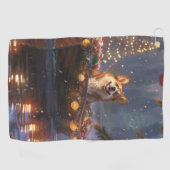 Serviette De Golf Corgi Christmas Festive Voyage (Horizontal)