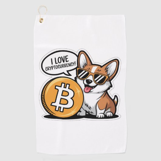 Serviette De Golf Corgi Cool Aime la Cryptomonnaie (Devant)