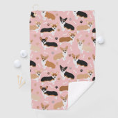 Serviette de golf Corgi Dog Paws et Bones (En situation)