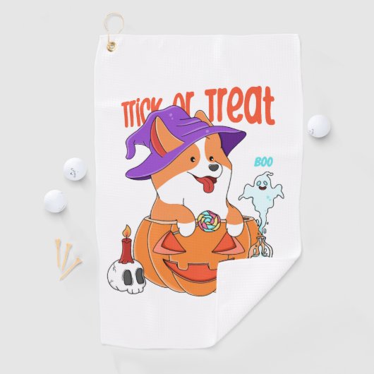 Serviette De Golf Corgi Halloween (En situation)