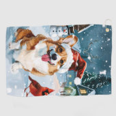 Serviette De Golf Corgi Winter Wonderland Christmas Joy (Horizontal)