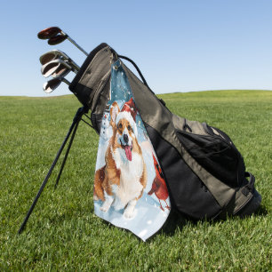 Serviette De Golf Corgi Winter Wonderland Christmas Joy