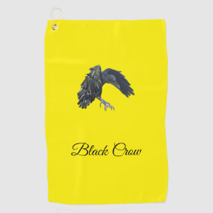 Serviette De Golf Corneille noire Maître du temps Personnalisé Jaune