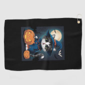 Serviette De Golf Costume Chat Cute Halloween Et Citrouille (Horizontal)