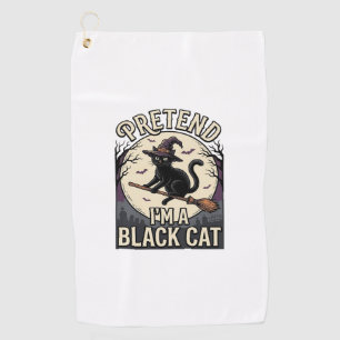 Serviette De Golf Costume de chat noir vintage Halloween sorcière ch