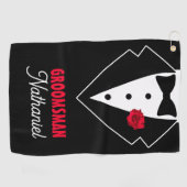 Serviette De Golf Costume de Mariage Smoking, Rose Rouge, Personnali (Horizontal)