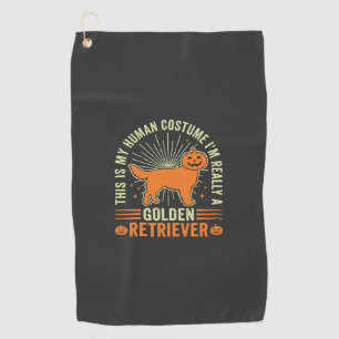 Serviette De Golf Costume Humain Halloween Retriever D'or Vintage D