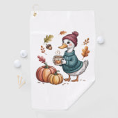 Serviette De Golf Cosy Citrouille Café Goose Fall Art (En situation)