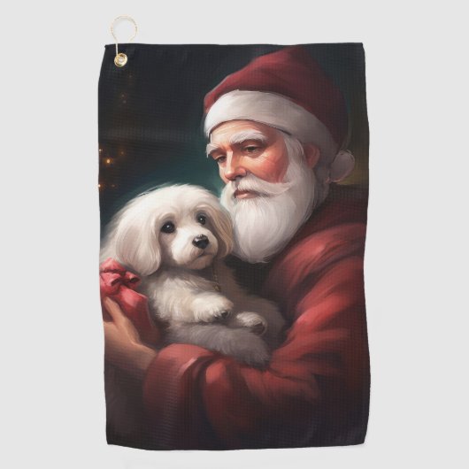 Serviette De Golf Coton De Tulear Avec Noël Du Père Noël (Devant)