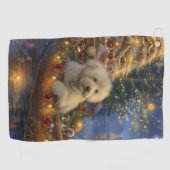 Serviette De Golf Coton De Tulear Noël Festive Voyage (Horizontal)