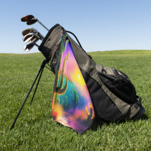 Serviette De Golf Coucher de soleil coloré dans le désert monogramme