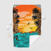 Serviette De Golf Coucher de soleil de palmier (En situation)