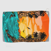 Serviette De Golf Coucher de soleil de palmier (Horizontal)