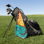 Serviette De Golf Coucher de soleil de palmier (Vert)