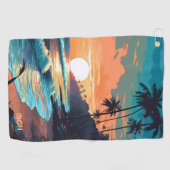 Serviette De Golf Coucher de soleil de plage tropicale sur mesure (Horizontal)