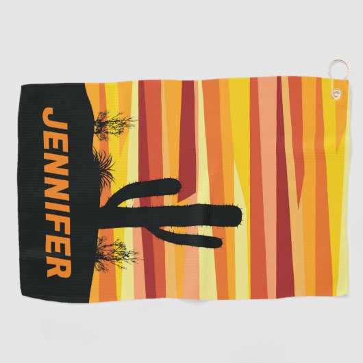 Serviette De Golf Coucher de soleil géométrique dans le désert (Horizontal)
