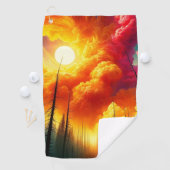 Serviette De Golf Coucher de soleil orange (En situation)