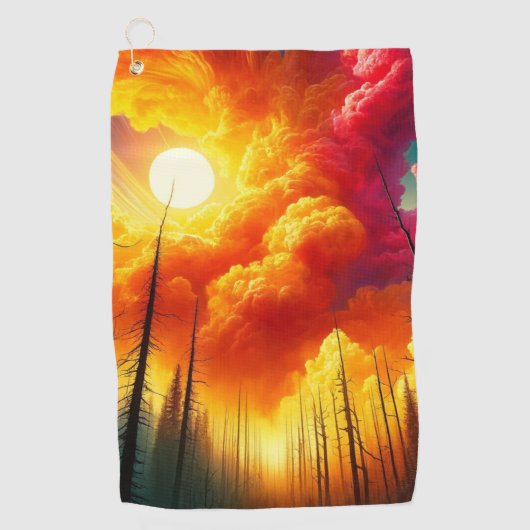 Serviette De Golf Coucher de soleil orange (Devant)