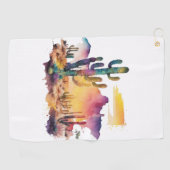 Serviette De Golf coucher de soleil sur le désert mexicain (Horizontal)